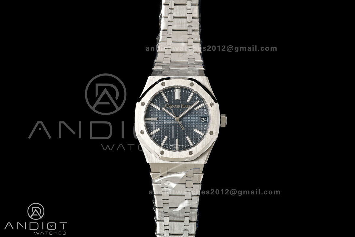 Royal Oak 41mm 15510 SS VSF 1:1 Best Edition Blue Textured Dial on SS Bracelet DD4302 Super Clone